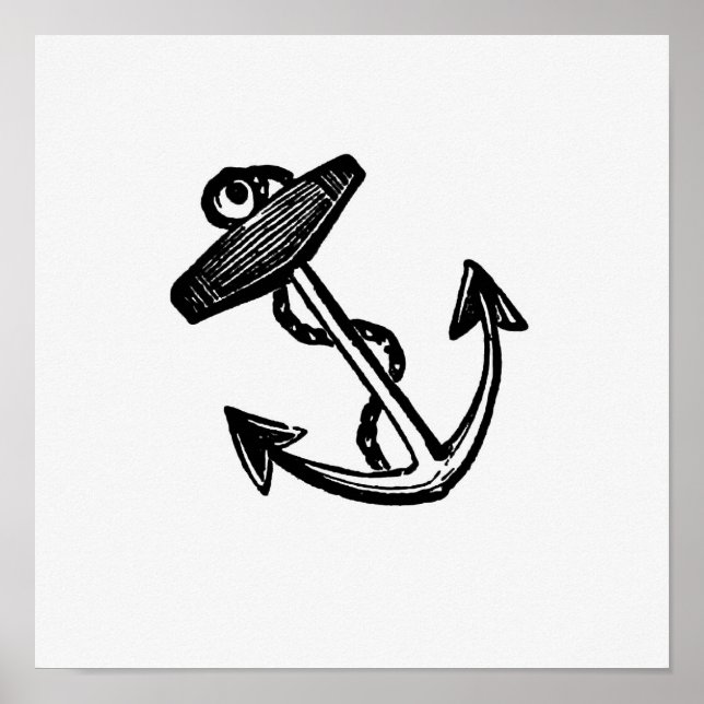 Poster Ilustração de Âncora Vintage (Frente)
