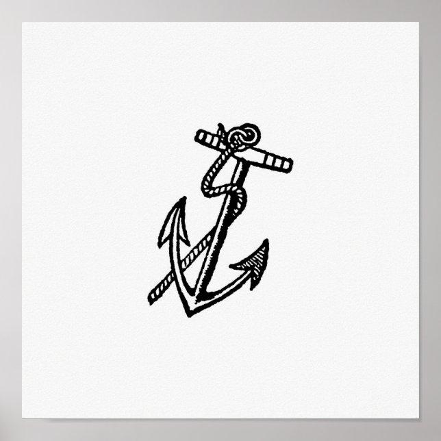 Poster Ilustração de Âncora Vintage (Frente)