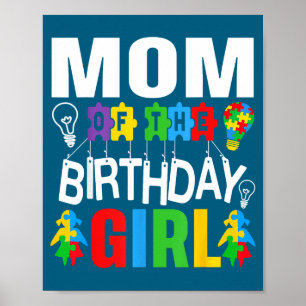 Poster Ilustração de Aniversário da Mãe Menina Autismo