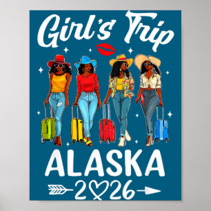 Poster Ilustração de Aniversário de Viagem de Meninas do