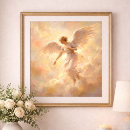 Poster Ilustração de Anjo Pintura Celestial Suave