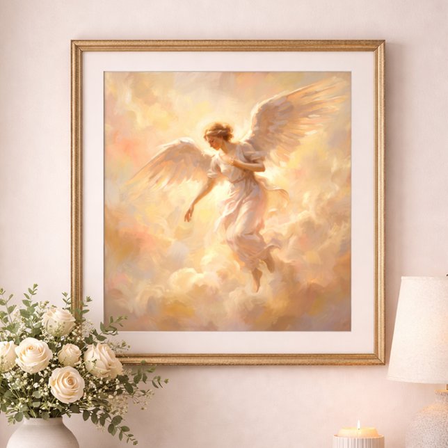 Poster Ilustração de Anjo Pintura Celestial Suave (Criador carregado)
