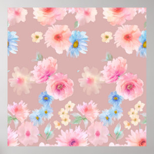 Poster Ilustração de aquarela das flores. Flutuação de ág