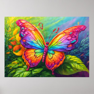 Poster Ilustração de Arte de Borboleta Retro