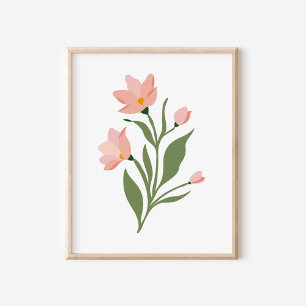 Poster Ilustração de Arte de Flores Silvestres Rosa Moder