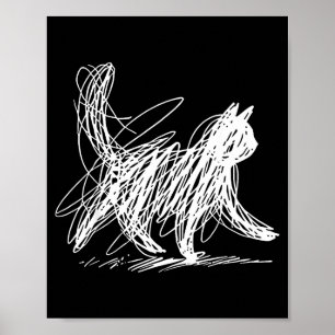 Poster Ilustração de Arte de Gato Minimalista