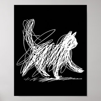 Poster Ilustração de Arte de Gato Minimalista