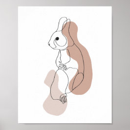 Poster Ilustração de Arte de Linha de Coelho Minimalista