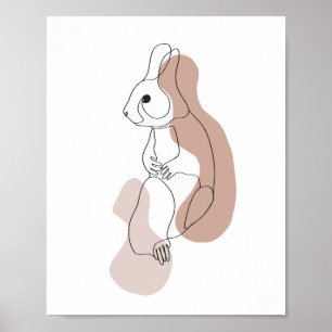 Poster Ilustração de Arte de Linha de Coelho Minimalista