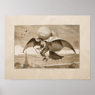 Poster Ilustração de Arte de Máquinas Voadoras Vintage