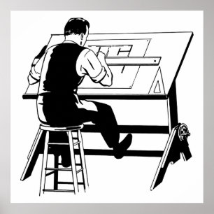 Poster Ilustração de arte de mesa de elaboração do en