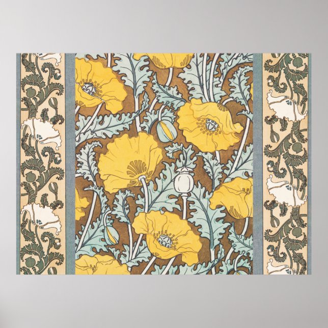 Poster ilustração de arte de papoula flor amarela (Frente)
