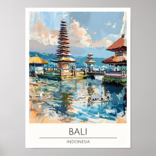 Poster Ilustração de Arte de Viagem de Bali Indonésia