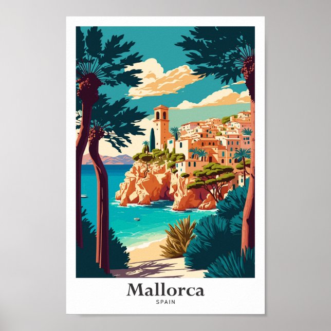 Poster Ilustração de arte de Viagem de Espanha de Maiorca (Frente)