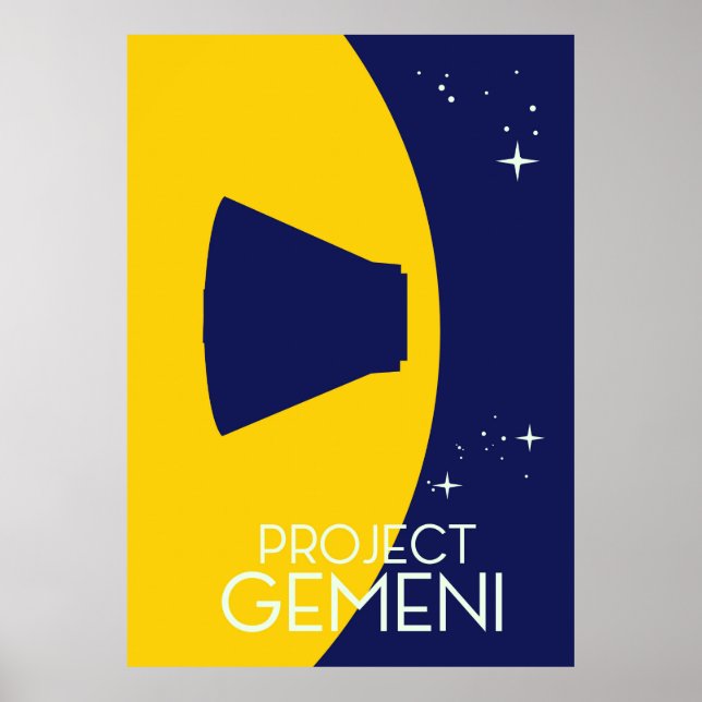 Poster Ilustração de Arte Espacial do Projeto Gemini (Frente)