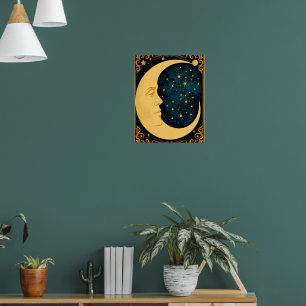Poster Ilustração de Arte Nouveau Moon