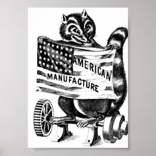 Poster Ilustração de Arte Política Americana Racoon