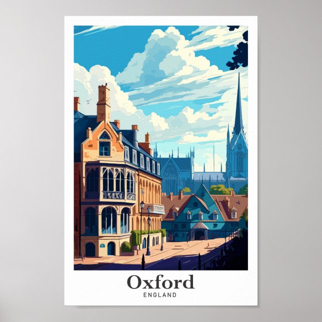 Poster Ilustração de arte Viagem da Oxford England (Frente)