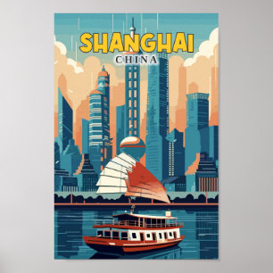 Poster Ilustração de arte Viagem da Xangai China