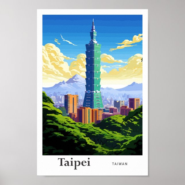 Poster Ilustração de arte Viagem de Taiwan em Taipei (Frente)