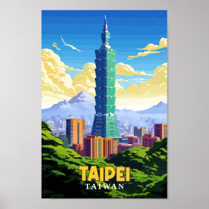 Poster Ilustração de arte Viagem de Taiwan em Taipei