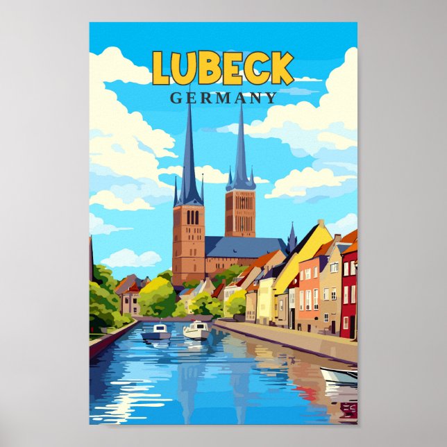 Poster Ilustração de arte Viagem na Alemanha Lubeck (Frente)