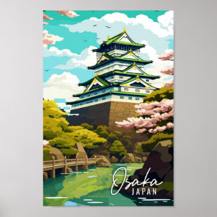 Poster Ilustração de arte viagens vintage do Japão em Osa