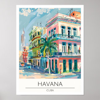 Poster Ilustração de Arte Vintage de Havana Cuba Viagem