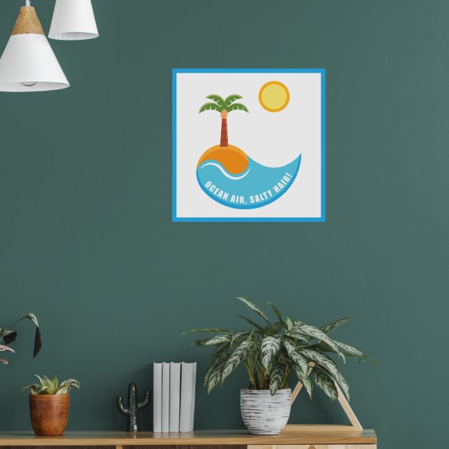 Poster Ilustração De Árvore De Palma De Ar E Praia Vibran (Sala de Estar 1)