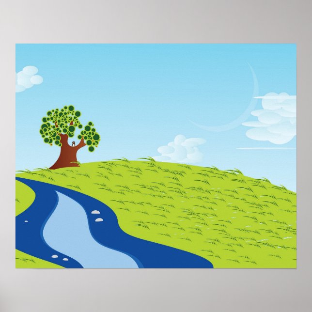 Poster Ilustração de Árvore Solitária (Frente)