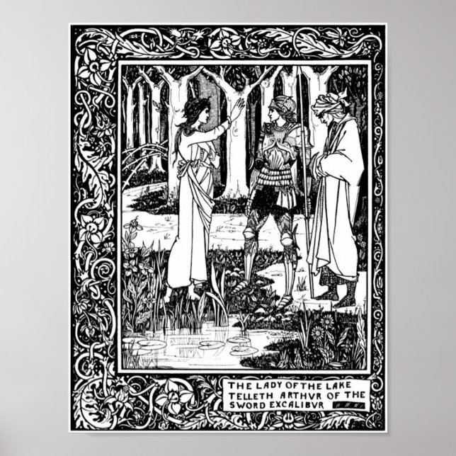 Póster Ilustração de Aubrey Beardsley para Lady do Lago (Frente)