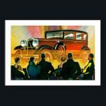 Poster Ilustração de Automóvel Art Deco<br><div class="desc">Vintage Art Deco — ilustração de propaganda automobilística em cores vivas.</div>
