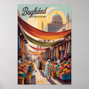 Poster Ilustração de Bagdá Iraque Viagem Arte Vintage