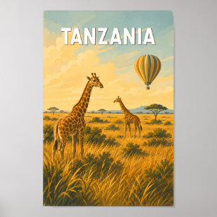 Poster Ilustração de Balão de Ar Quente da Tanzânia Arte