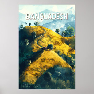 Poster Ilustração de Bangladesh Viagem Arte Vintage