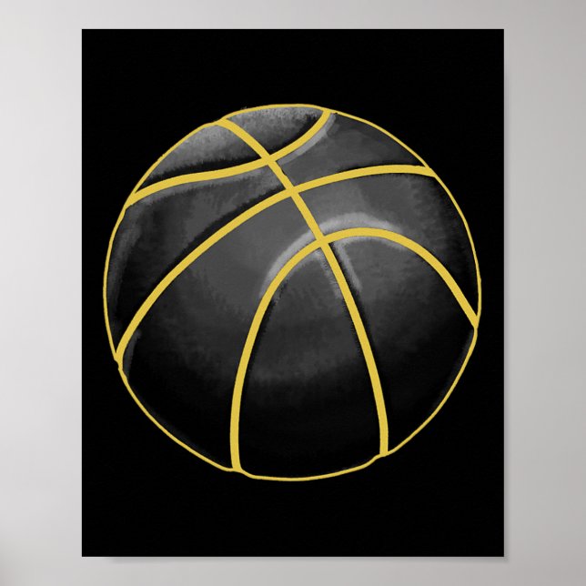 Poster Ilustração de basquete Black Dourado Ball Design S (Frente)