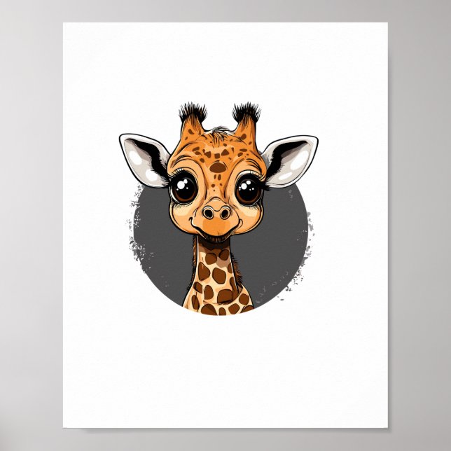 Poster Ilustração de Bebê Girafa Adorável   (Frente)