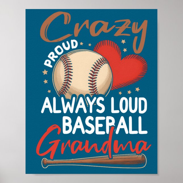 Poster Ilustração de Beisebol Louca Orgulhosa Sempre Alta (Frente)