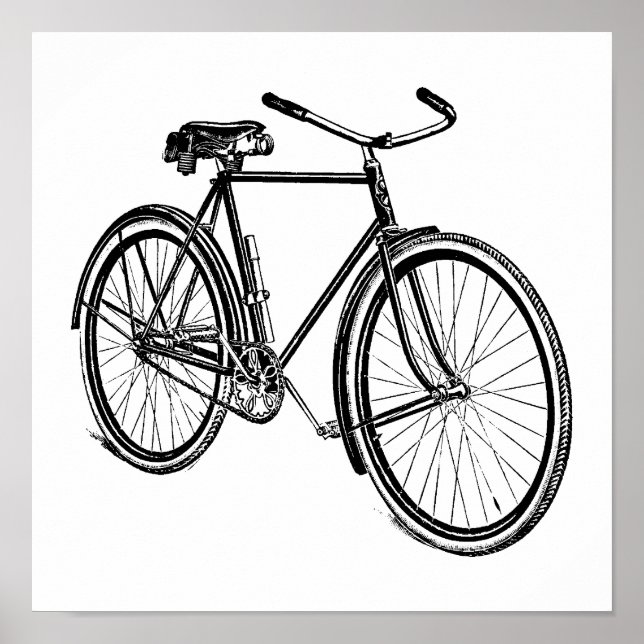 Poster Ilustração de Bicicleta Vintage (Frente)