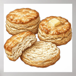Poster Ilustração de Biscoitos de Buttermilk do Sul