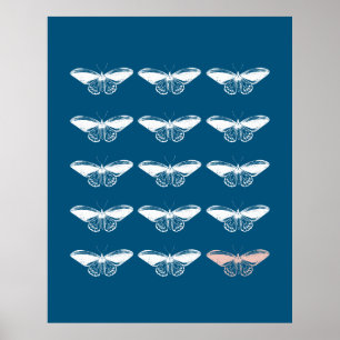 Poster Ilustração de Borboleta Azul Vintage Elegante