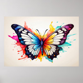 Poster Ilustração de Borboleta em Doodle Vintage Fofo