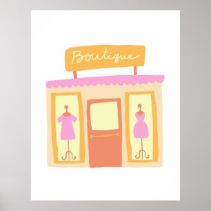 Poster Ilustração de Boutique de Roupas de Moda