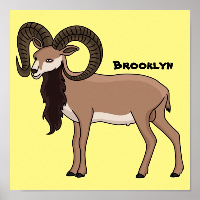 Poster Ilustração de cabra Mouflon (Frente)