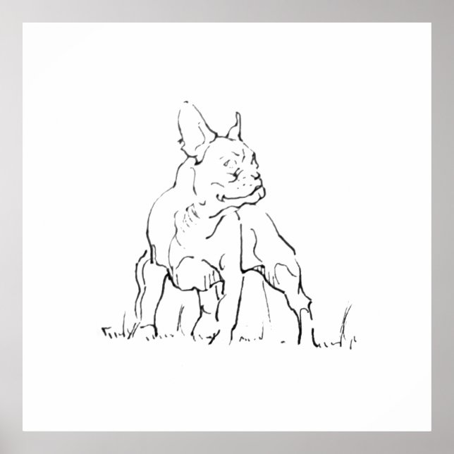 Poster Ilustração de Cachorro Bulldog Francês - Mãe de Ca (Frente)