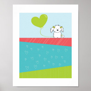 Poster Ilustração de Cachorro Fofo Arte Animal para Cri