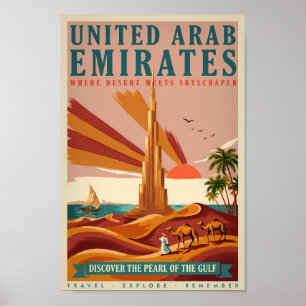 Poster Ilustração de Camelo dos Emirados Árabes Unidos Bu