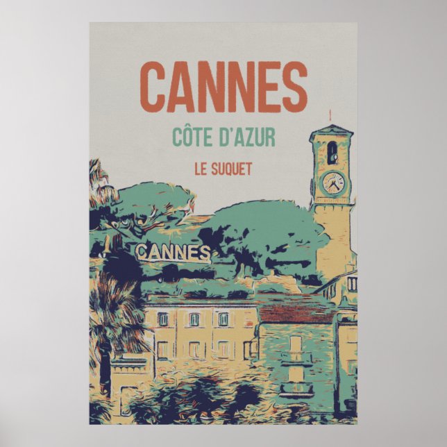 Poster Ilustração de Cannes Côte d'Azur Le Suquet France  (Frente)
