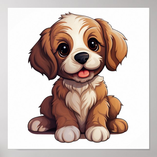 Poster Ilustração de cão de desenho animado (Frente)