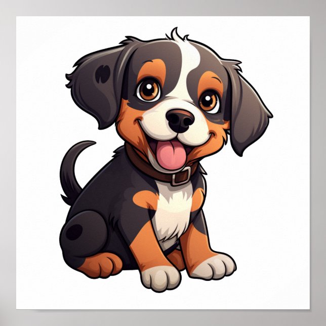 Poster Ilustração de cão de desenho animado (Frente)